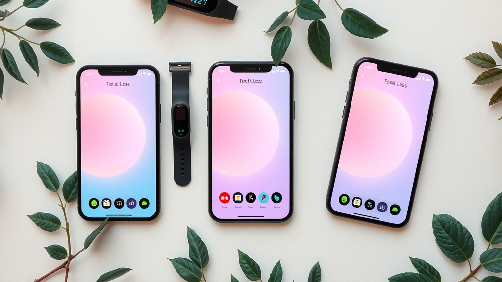 Popular weight loss app home screens 2025 on smartphones, showing calorie counters, tracking features, and community support.