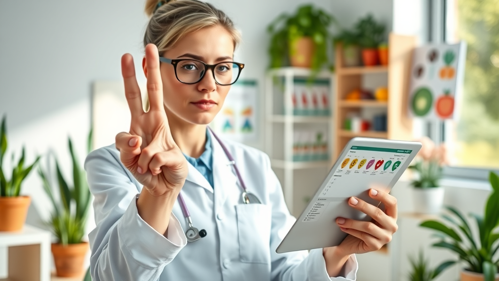 Nutritionist explaining the 3-3-3 weight loss rule using a meal plan app