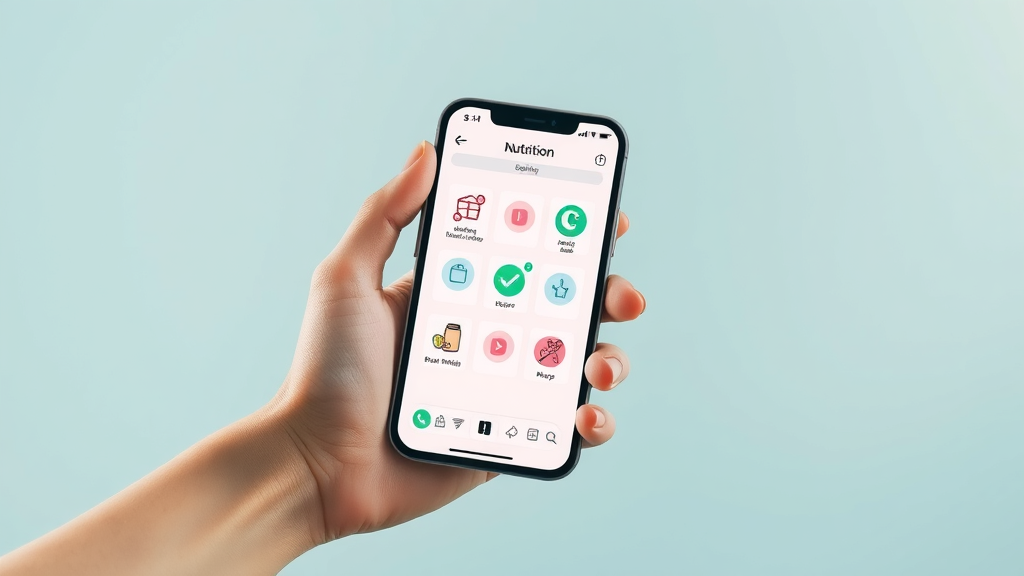 Nutrition tracking app icons on a smartphone screen — overview for healthy eating and food tracking app top picks